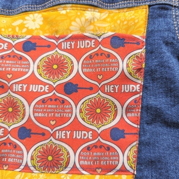 The Beatles Hey Jude Custom Made Patchwork Jean Jacket in Size 12-18 Months - Picture 6 of 8